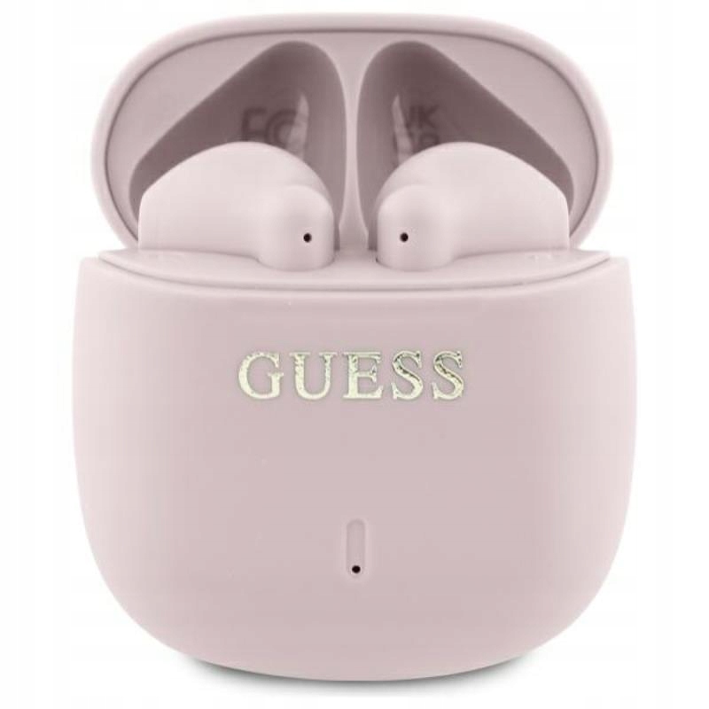 Bluetooth slúchadlá Tws Guess Printed Classic Logo ružové nabíjacie puzdro