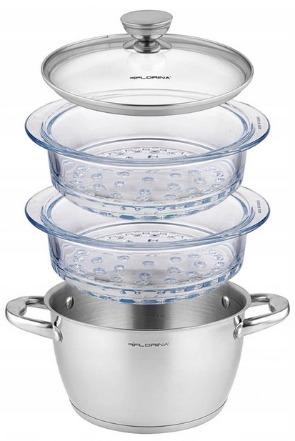 GARNEK DO GOTOWANIA WARZYWA NA PARZE PAROWAR SZKLANY 2,5L Marka Florina