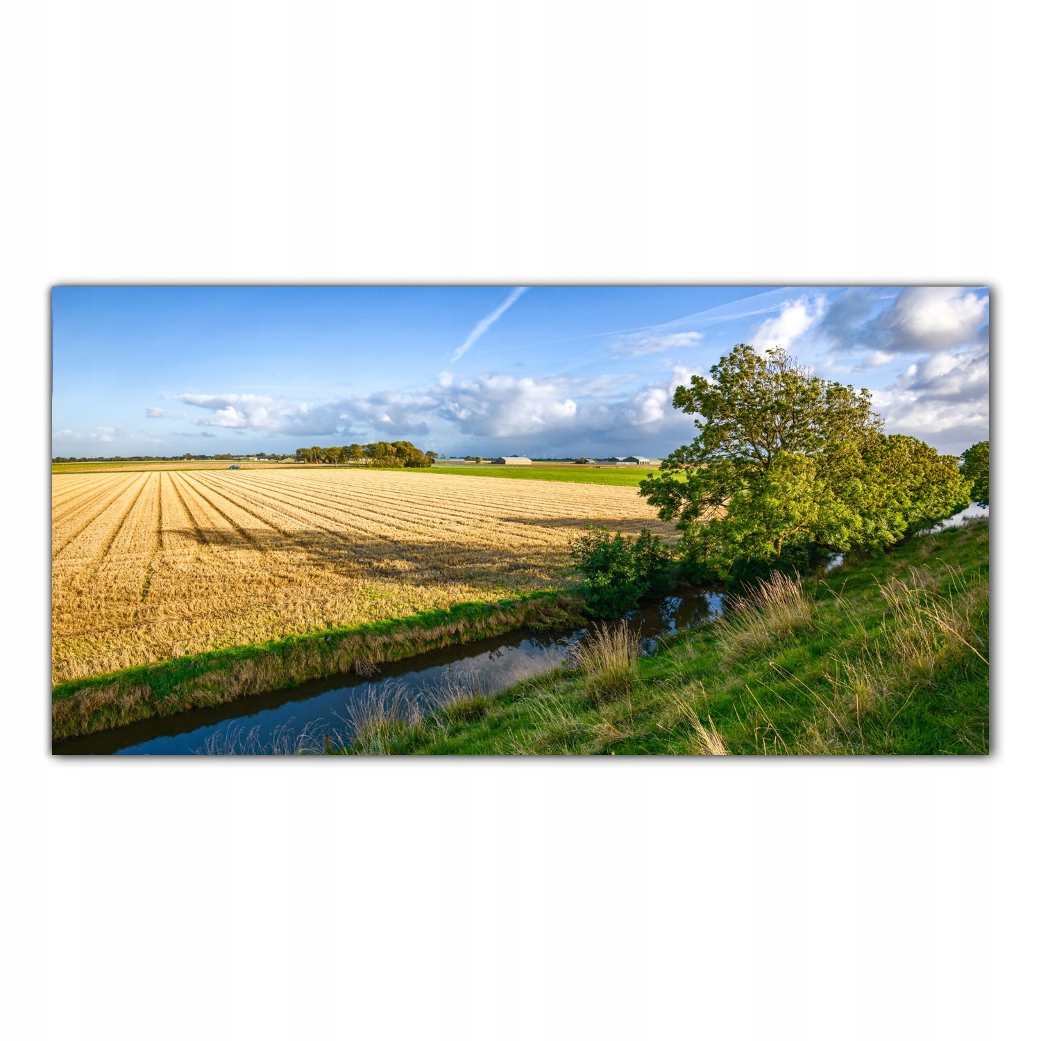 

Obraz na szkle Foto Pole Rzeka Wioska Wieś 140x70