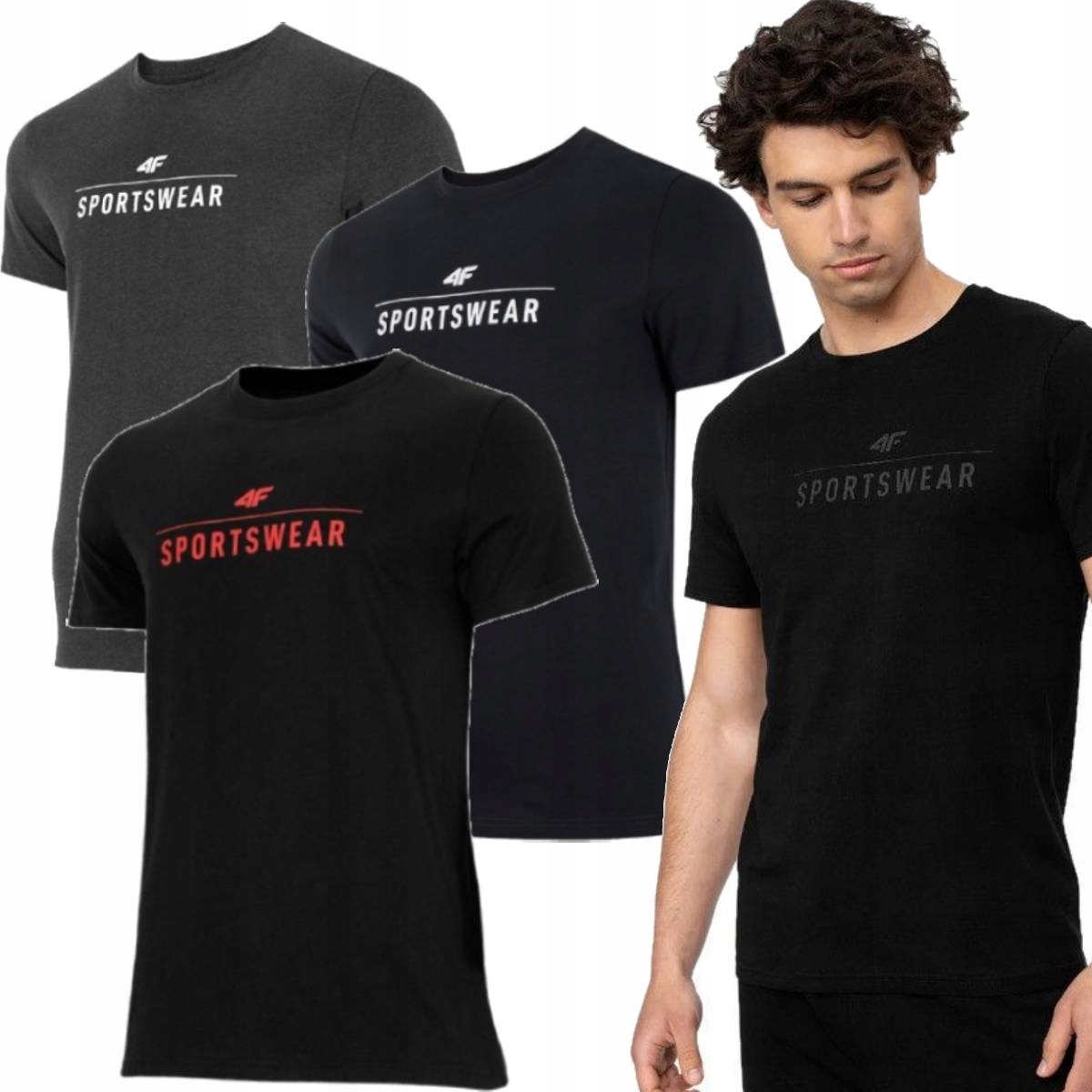 

4F Zestaw Koszulek T-shirt Męski Koszulka Basic 4x