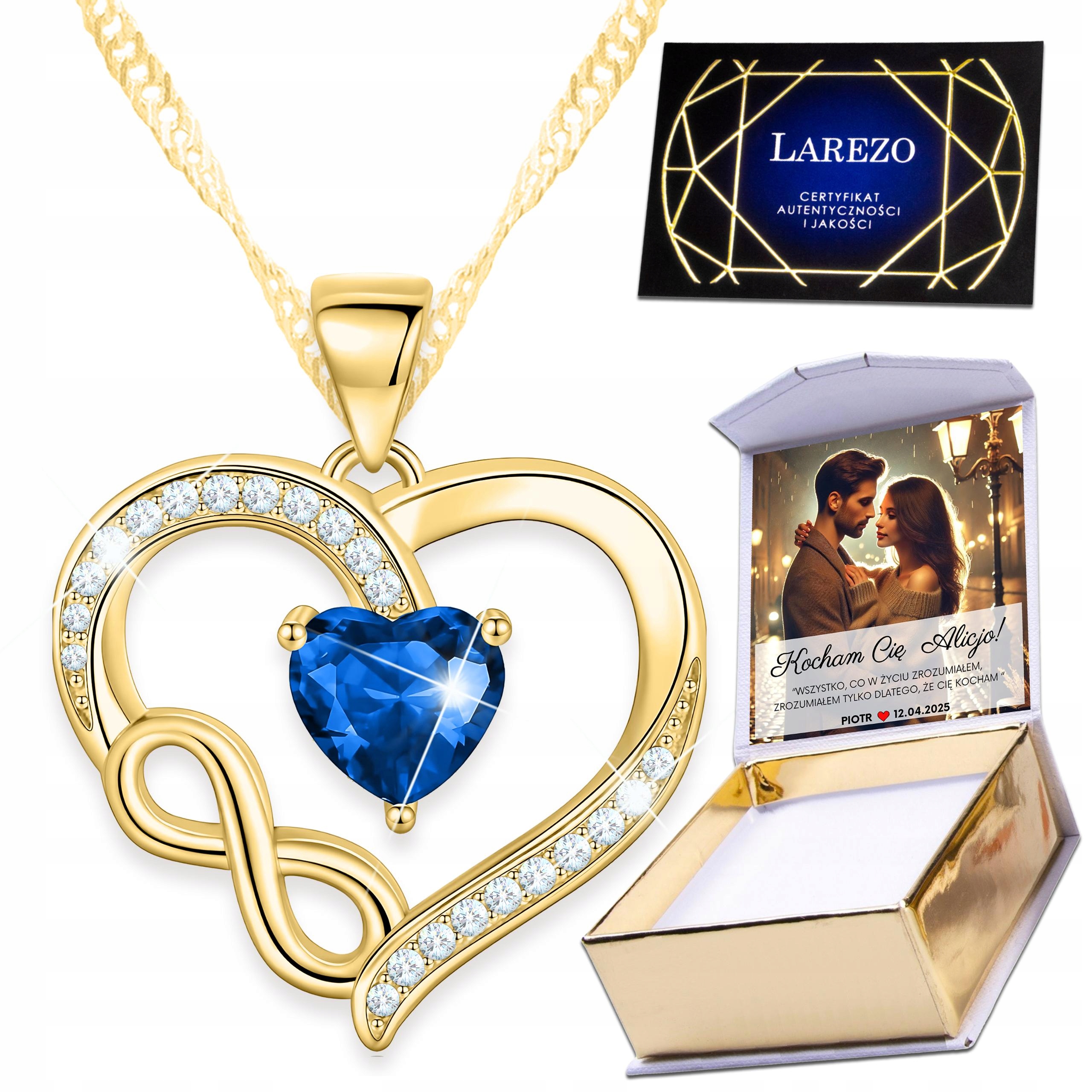 Zlatý náhrdelník 925 s nekonečnem Srdce Znamení nekonečna Potisk