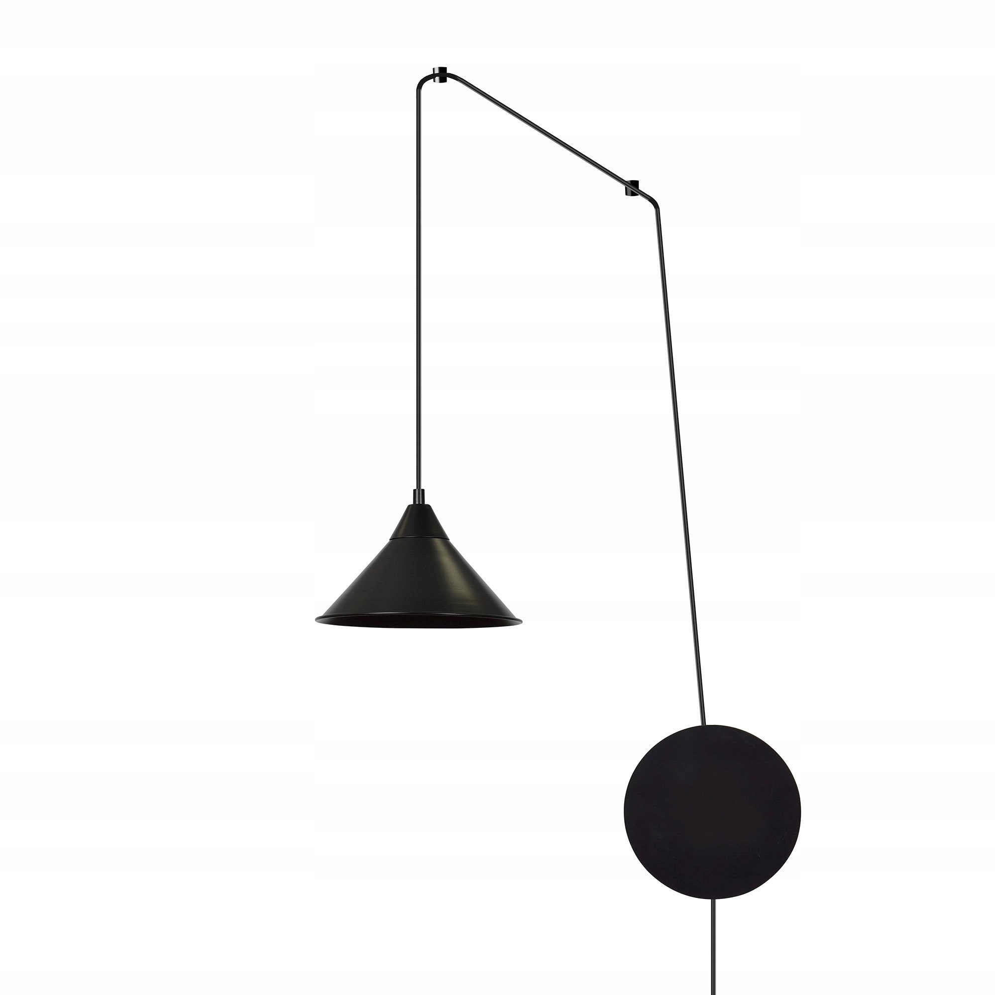 Stropní nástěnná lampa Abramo 1 černá s výložníkem pro šňůru, industriální