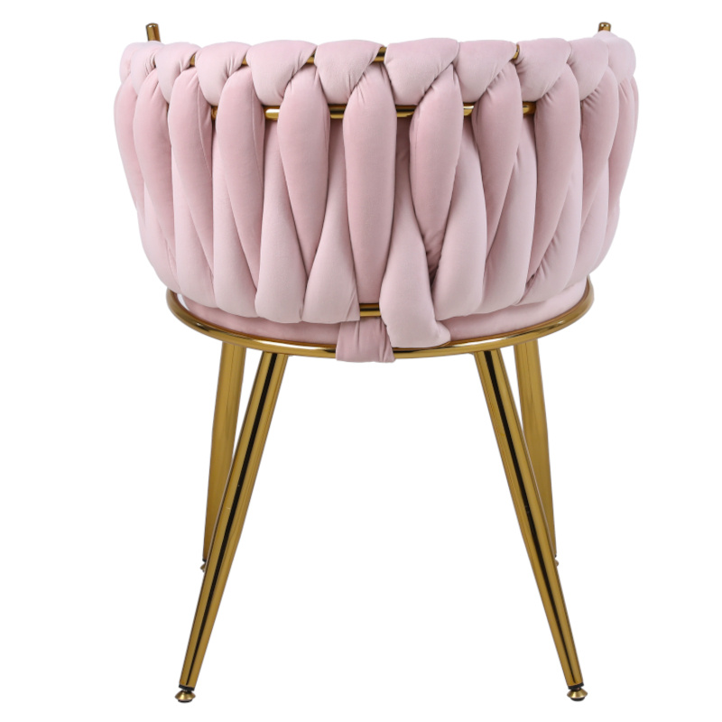 FOTEL KRZESŁO WELUROWE TAPICEROWANE RISO PUDROWY RÓŻ NOGI ZŁOTE Głębokość mebla 42 cm