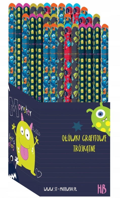 OŁÓWEK TRÓJKĄTNY HB MONSTER POTWOREK MAJEWSKI WZ 4 Twardość HB