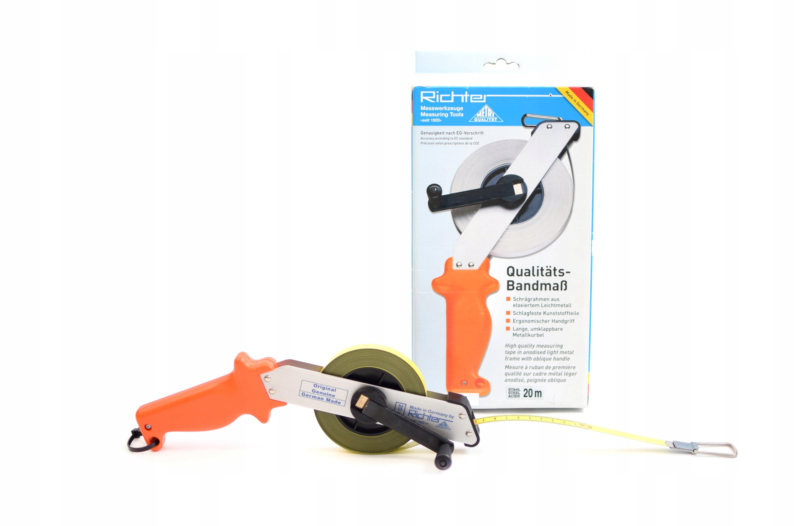 Taśma pomiarowa Miara zwijana ruletka Richter stal 414G-SR 20mA rozbieg Kod producenta 414G-SR/20 m 