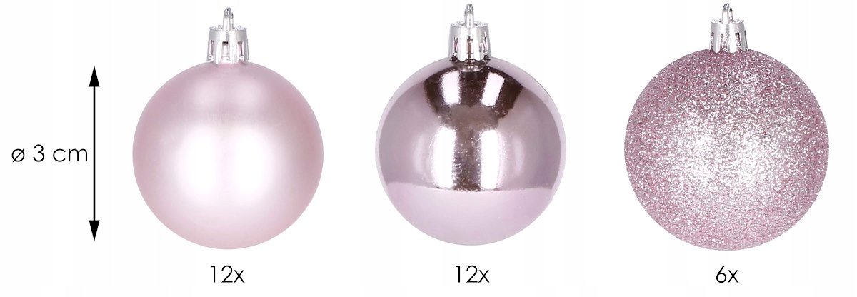 BOMBKI CHOINKOWE RÓŻOWE CHOINKĘ PREZENT 30szt 3cm Marka Springos