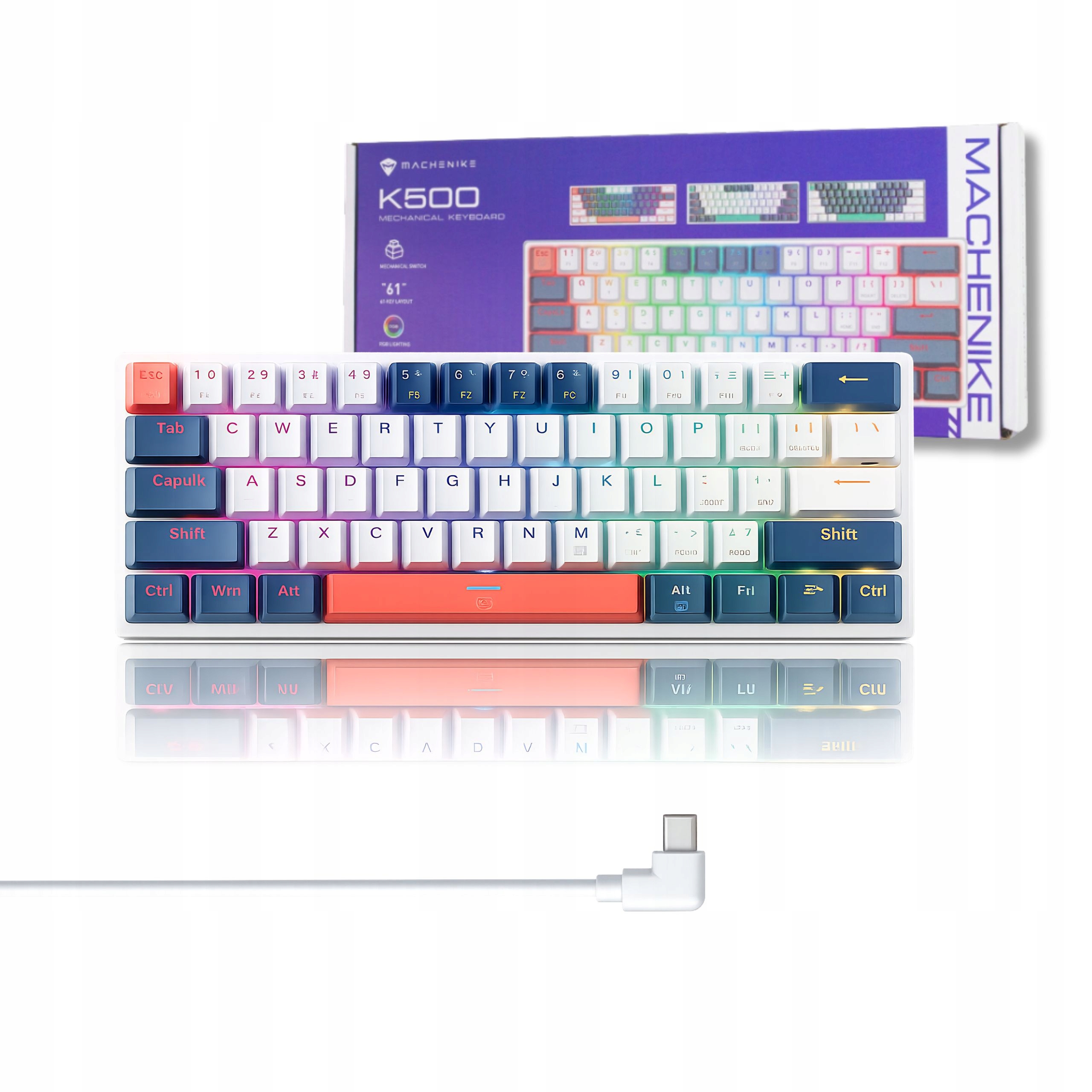 Machenike K500-B61 Mechanická Klávesnice Rgb Red Switch 60% Usb-c