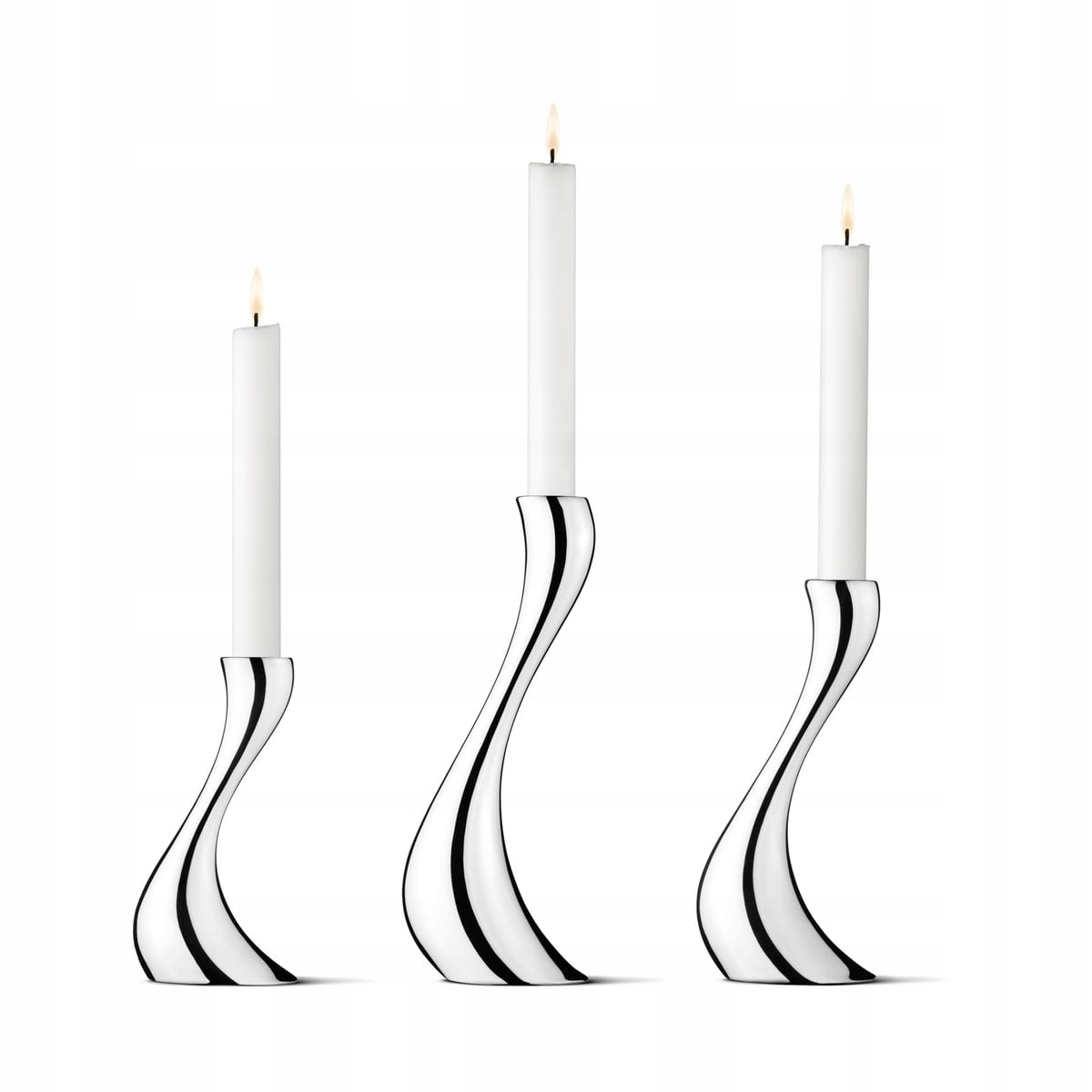 Georg Jensen Cobra Sada 3 svietnikov, strieborná