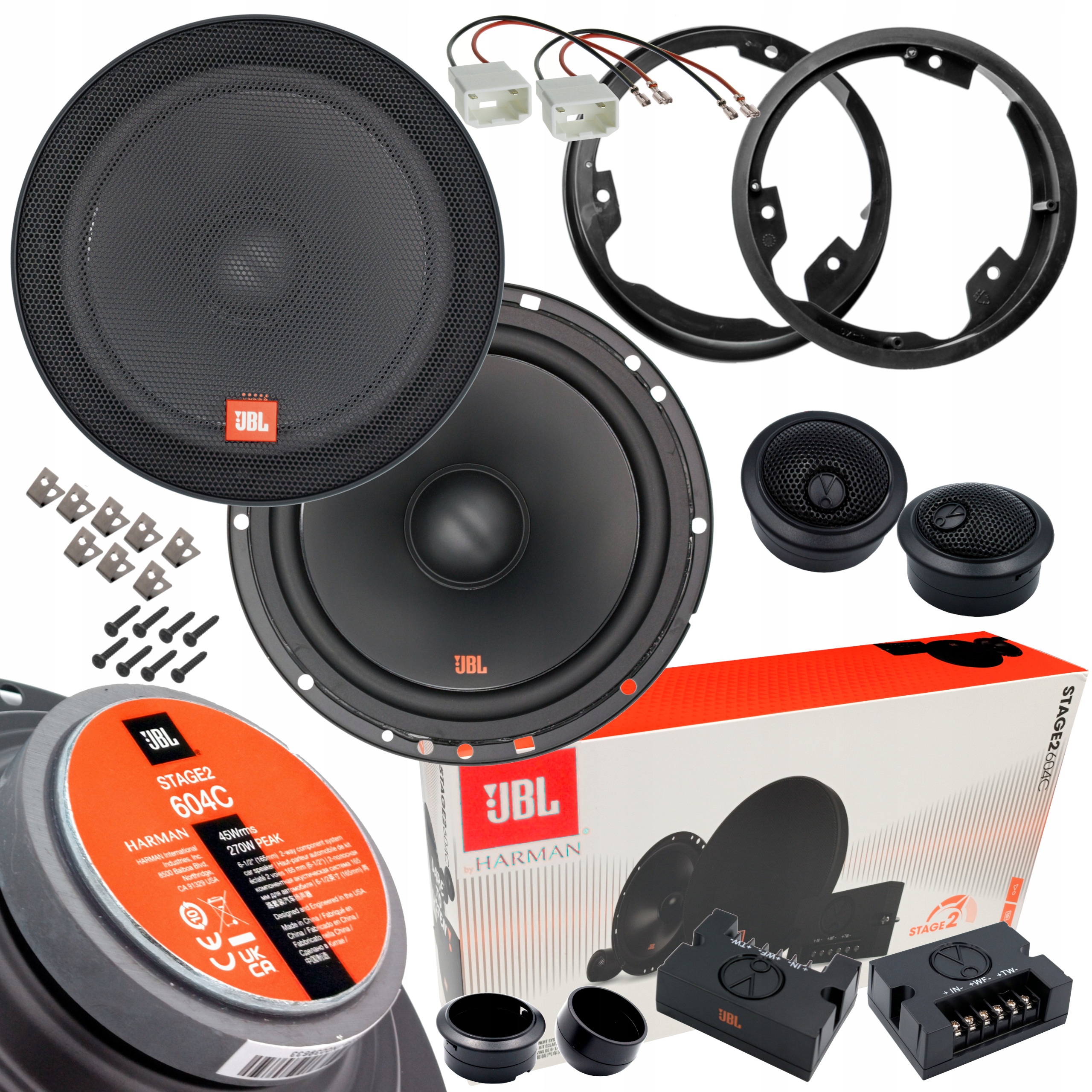 JBL Głośniki STAGE2 604C dystanse redukcje do FORD GALAXY S-MAX DRZWI PRZÓD