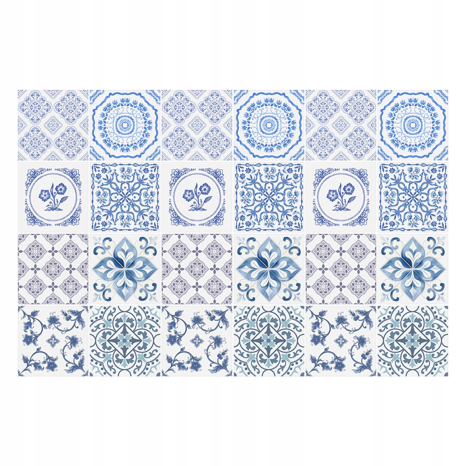 Sada samolepek na dlaždice Květinové ornamenty a motivy 24 ks 20 x 20 cm