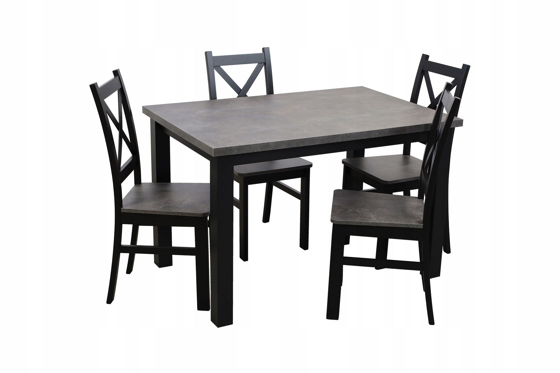 Sada kuchyňský stůl 150/190x80 4 jídelní židle M003-4 Černá/Beton