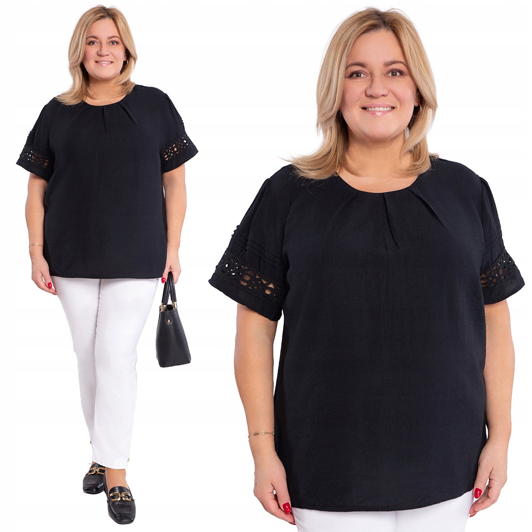 Černá halenka s ozdobnými rukávy 56