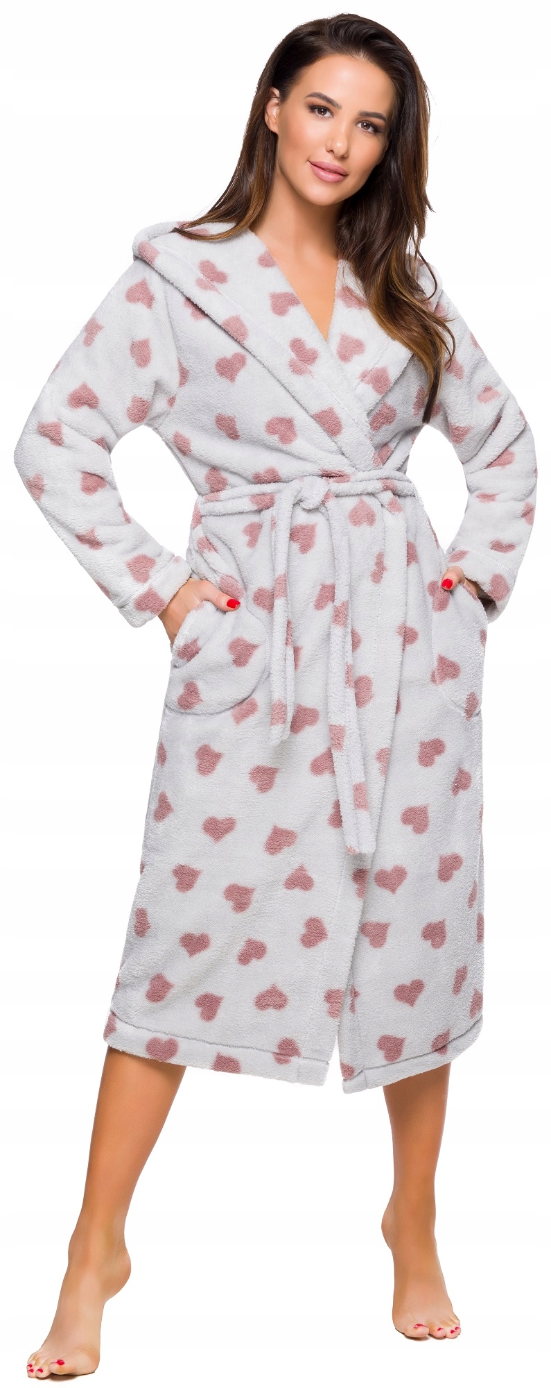 DŁUGI CIEPŁY PUCHOWY DAMSKI SZLAFROK PODOMKA L Marka L&L