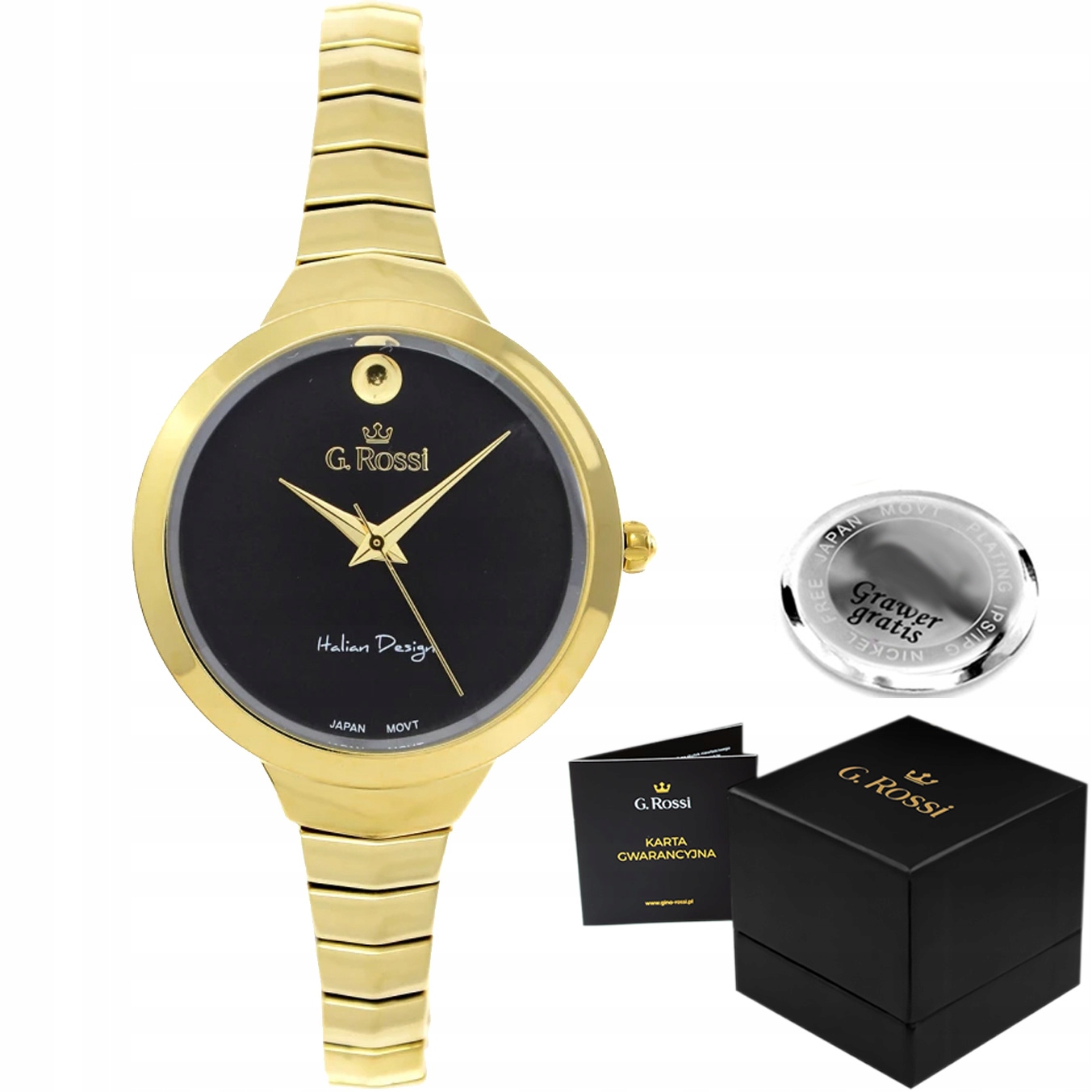Dámské hodinky G. Rossi Saline elegantní černý ciferník Na Dárek Krabička