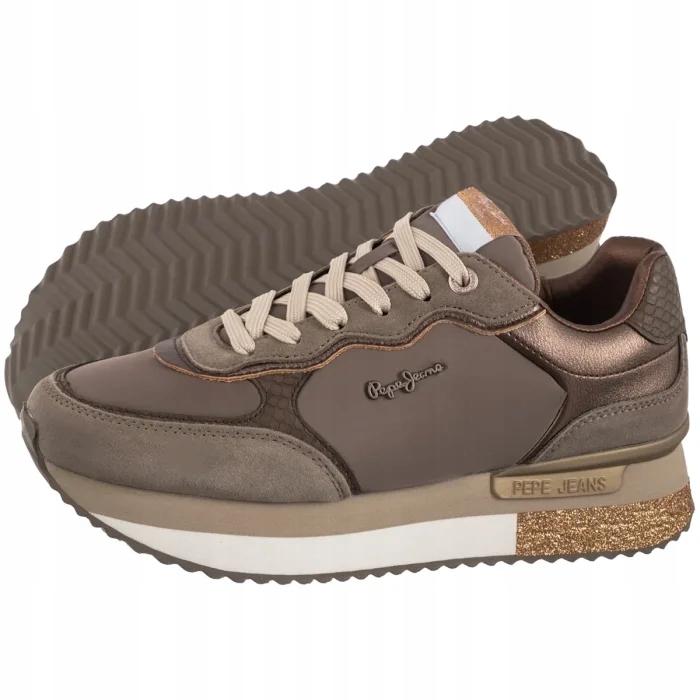 Dámské tenisky Pepe Jeans Rusper Glam Bronz PLS600008 Béžová
