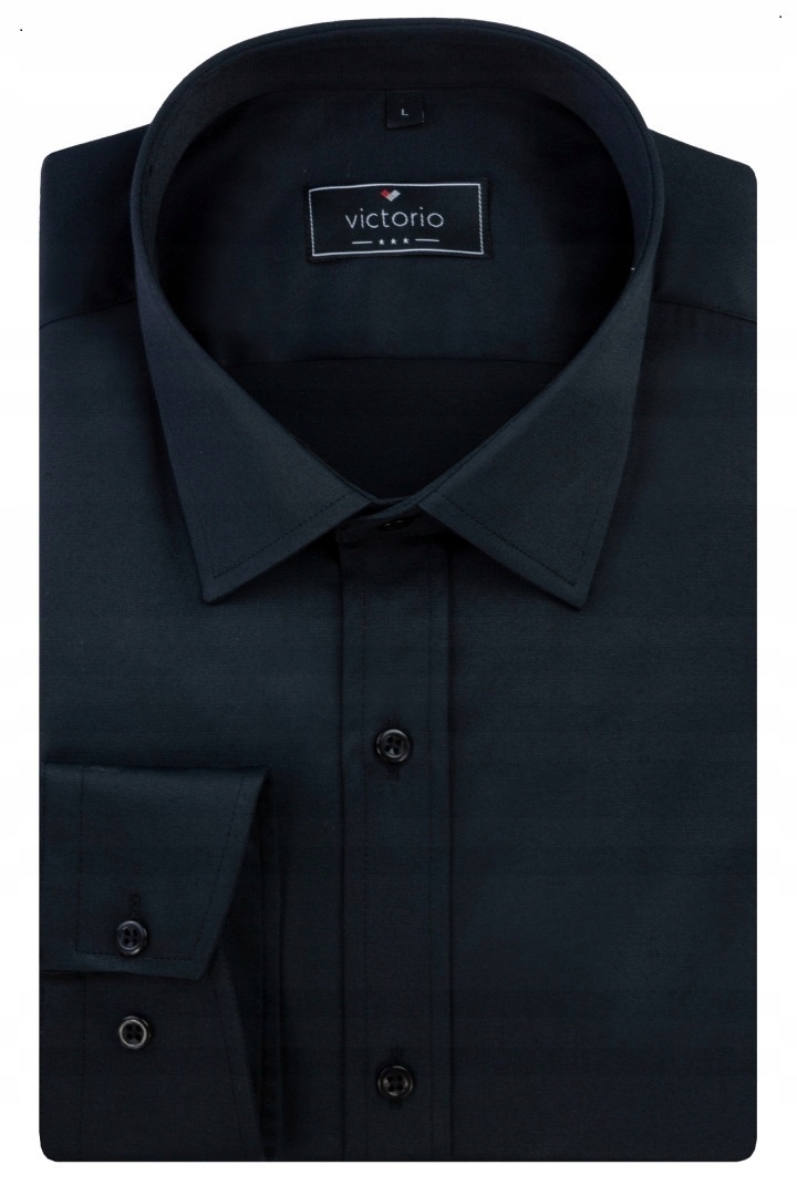 Koszula męska Czarna regular Victorio rozmiar XL wizytowa Bawełna Elastan