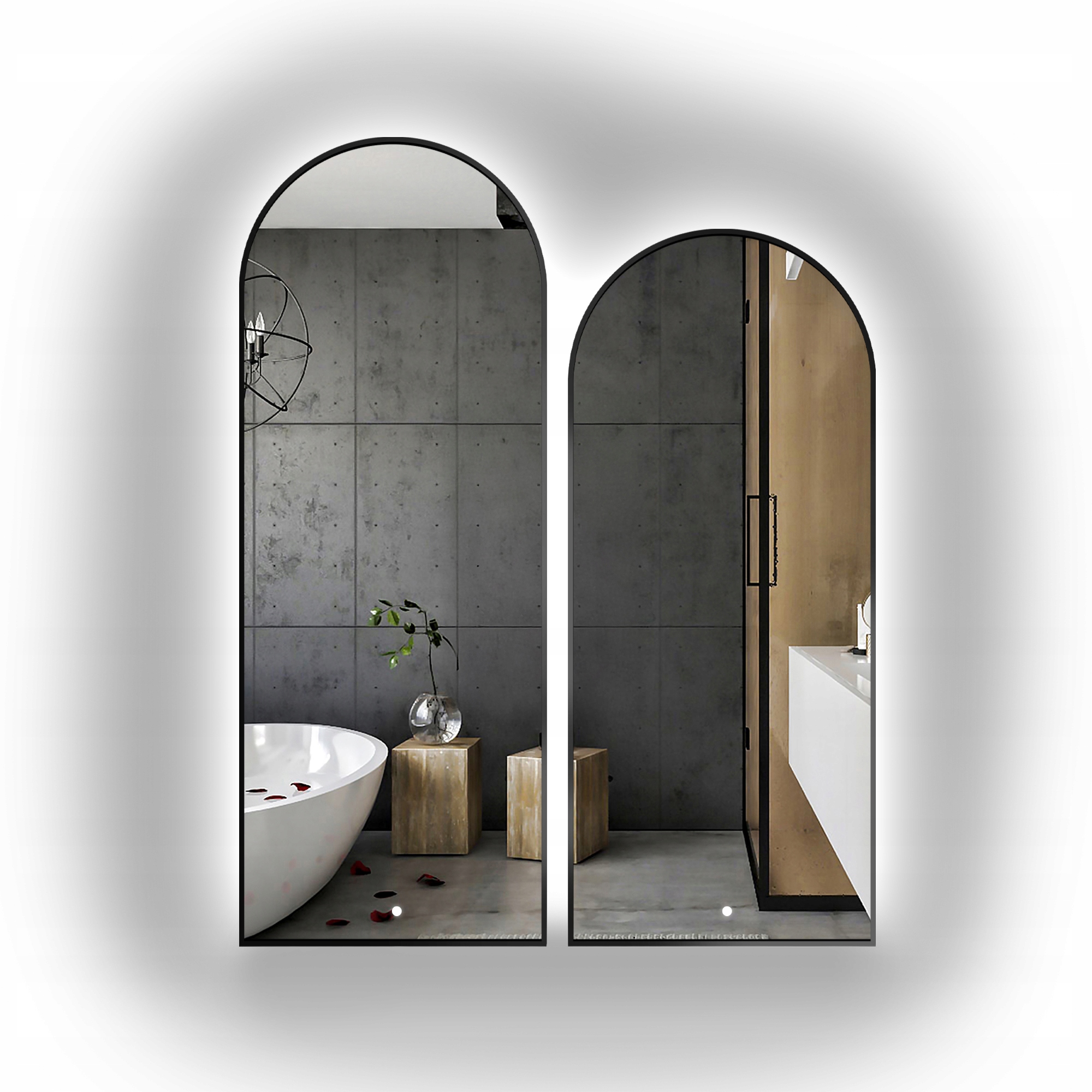 Sada zrcadel Domi II Led v černém rámu Mdf Slim 70x120 cm 70x140 cm