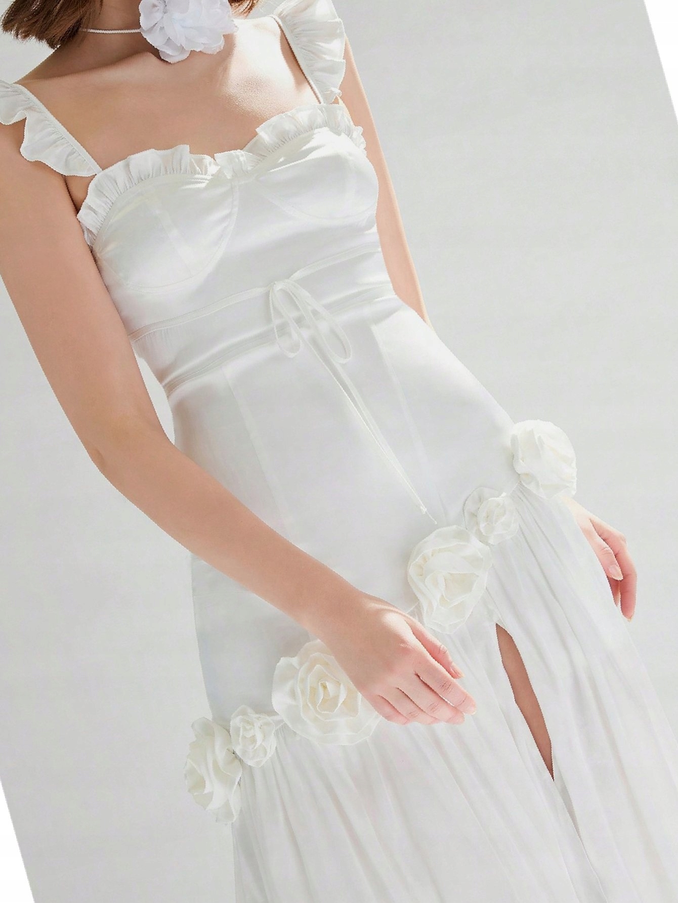 Šaty Maxi s volánky Výstupní rozparek Bílá Xs 34