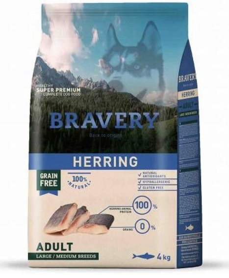 Bravery Sucha Karma dla Psa Śledź Bezzbożowa Premium 4 kg