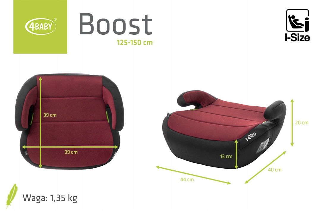 FOTELIK SAMOCHODOWY PODSTAWKA SIEDZISKO BOOSTER 22-36 KG 125-150 cm i-SIZE Model HI-FIX