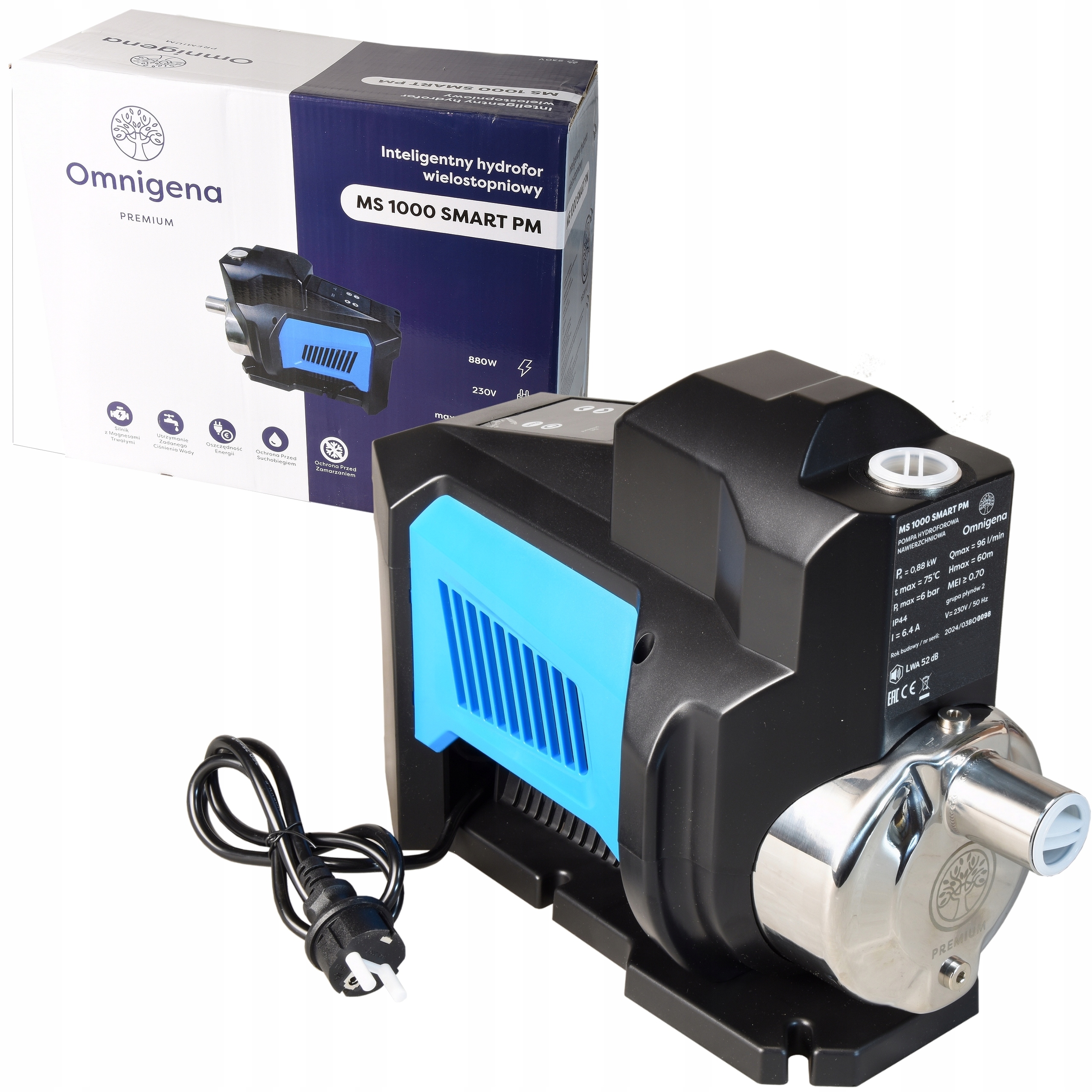 Čerpadlo S Měničem Ms 1000 Smart Pm Hydrofor 5760 L/h Energeticky Úsporné 880 W