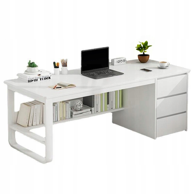 Počítačový Stôl Loft Biele 3 Škandinávske Police Moderné 120 CM