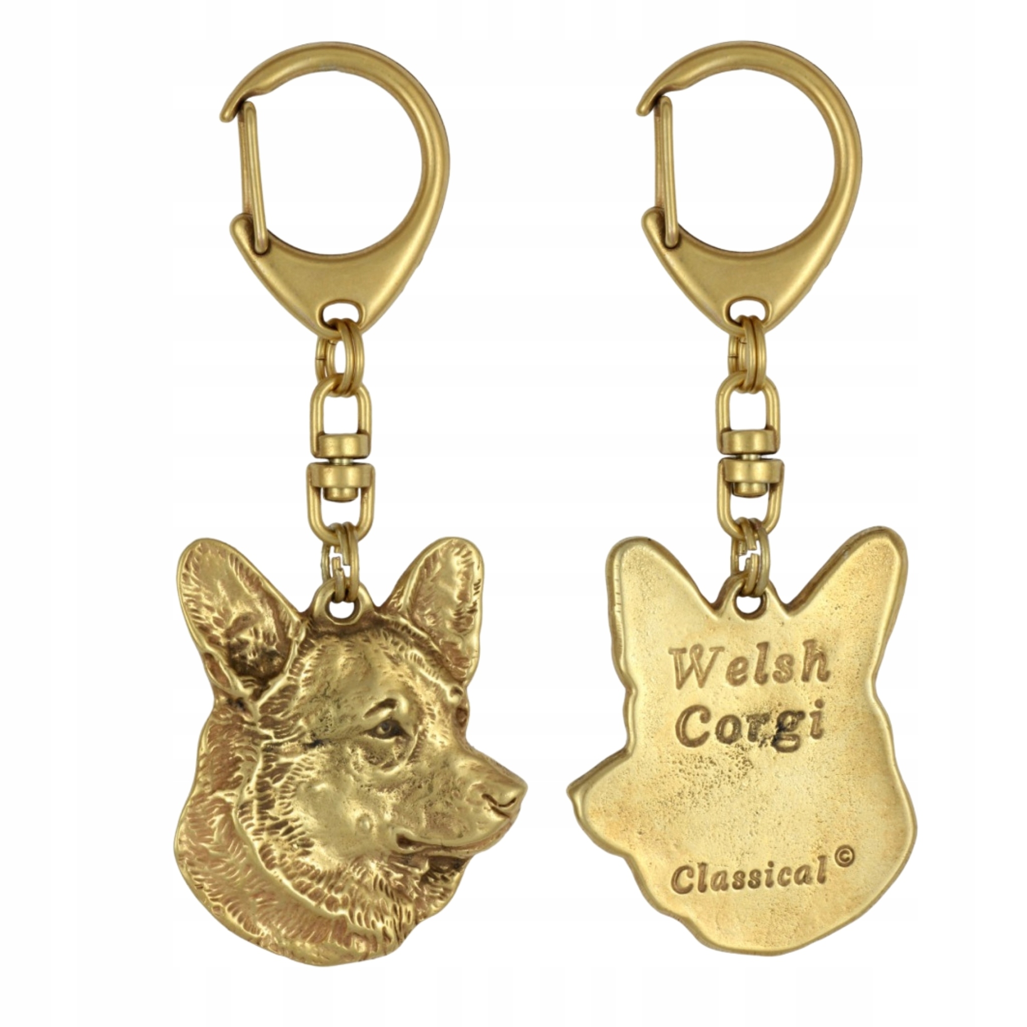 Cardigan Welsh Corgi – pozlacený přívěsek na klíče na klíče se psem, ozdoba kabelky, l