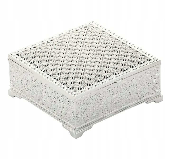 čtverec Šperkovnice na bižuterii , stříbrná krabička, Gravírování Bonus