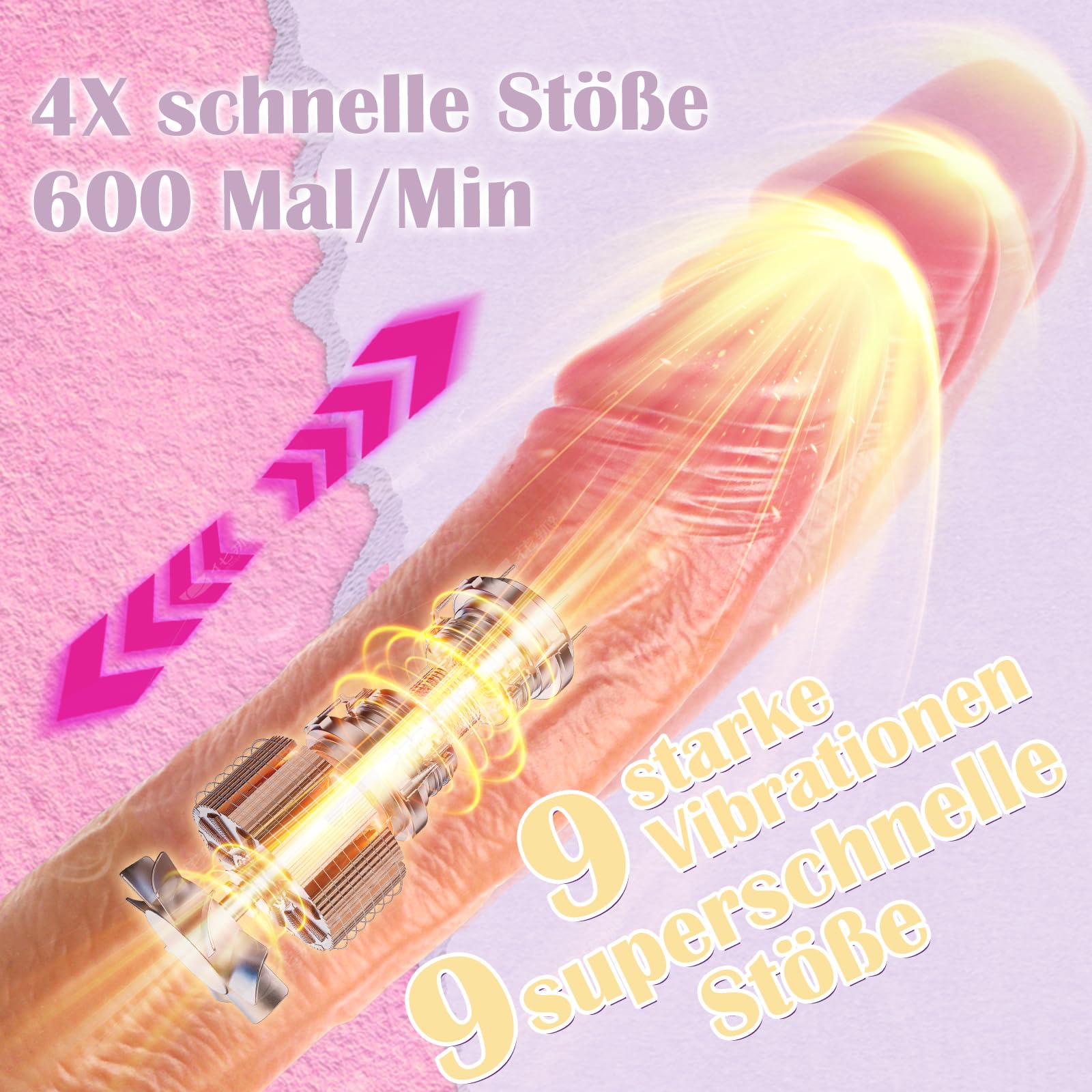 DILDO VIBRATOR Wibrator Dla Kobiet Realistyczny Dildo Z Funkcją Pchnięcia — miniatura 3