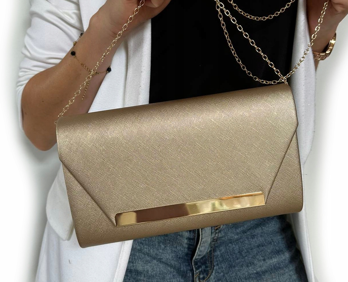 PIĘKNA TOREBKA KOPERTÓWKA wizytowa szampański Marka T&L