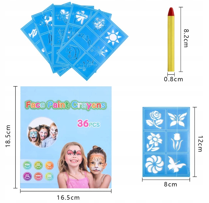 ZESTAW DO MAKIJAŻU DLA DZIECI KREDKI - 36 KOLORÓW Kod producenta C-ZYJD-U20200620-FBA