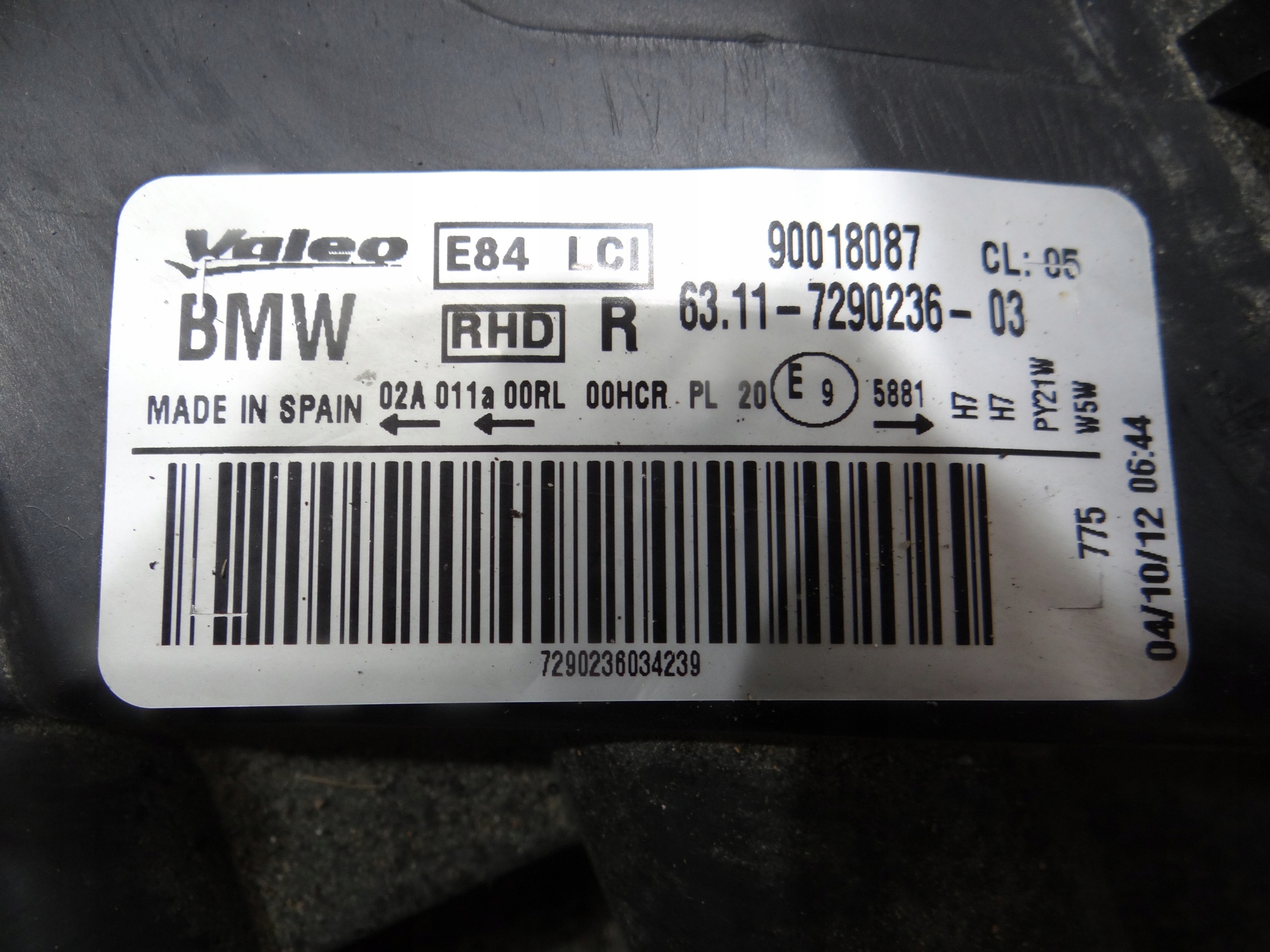 light right front front BMW X1 E84 7290236