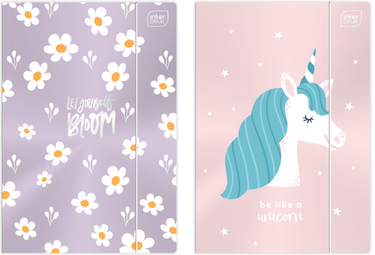 TECZKA Z GUMKĄ A4 KARTONOWA INTERDRUK METALLIC MIX Marka Interdruk