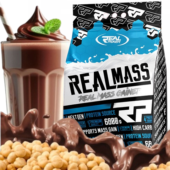 Gainer sacharidová bílkovina Real Pharm Real Mass Čokoláda Ořech 6800 g