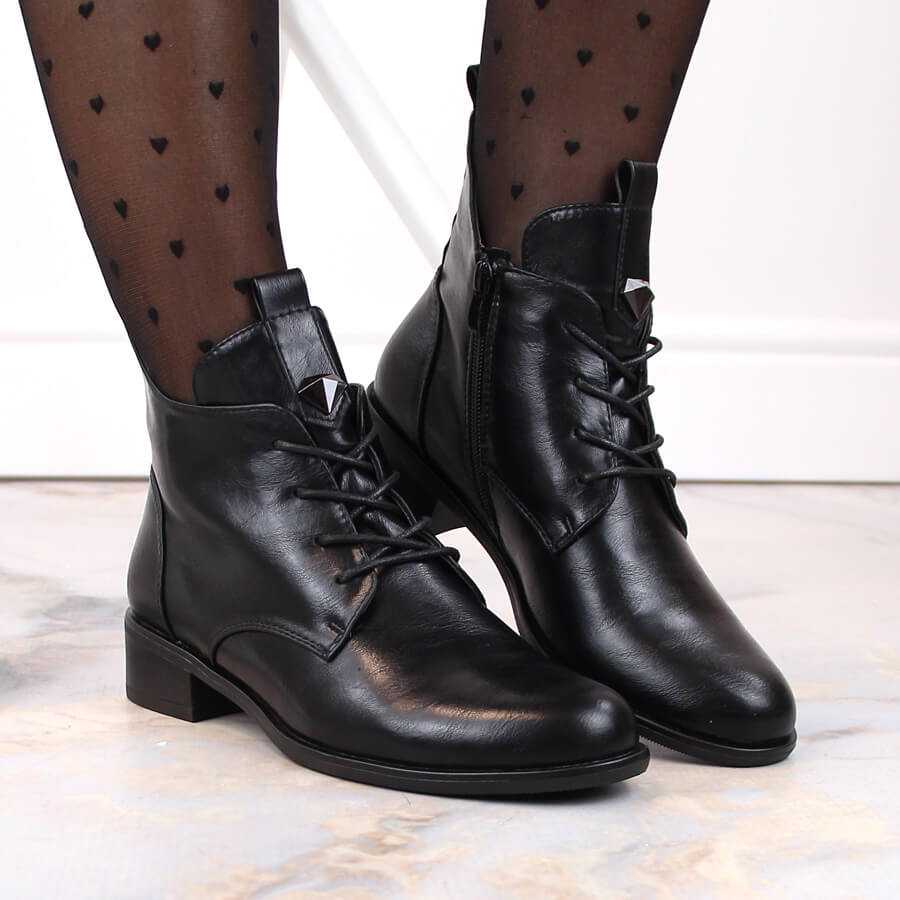 Botki damskie ocieplane czarne M.Daszyński 38 Kolor czarny