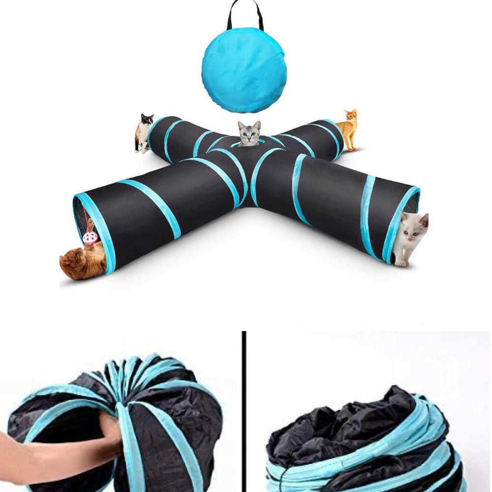 Levně Tunel pro kočky 4-směrný skládací tunel interaktivní labyrint domeček