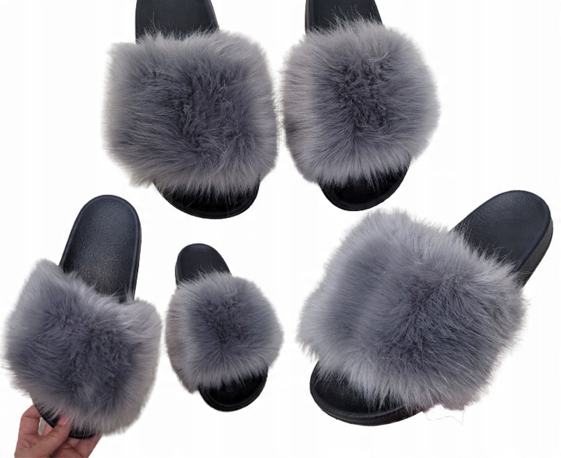 

Klapki z futerkiem papucie buty Szare rozm 36-41