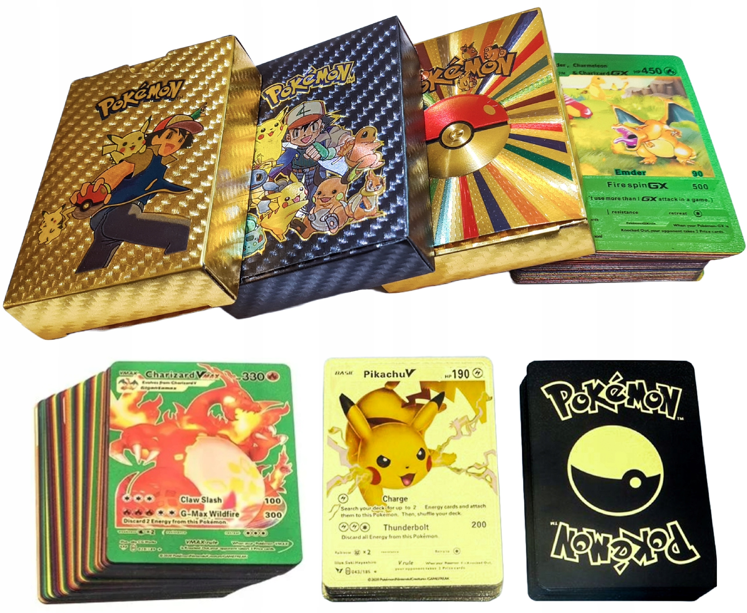 

Karty Pokemon 3w1 165 sztuk Złote Czarne Kolorowe