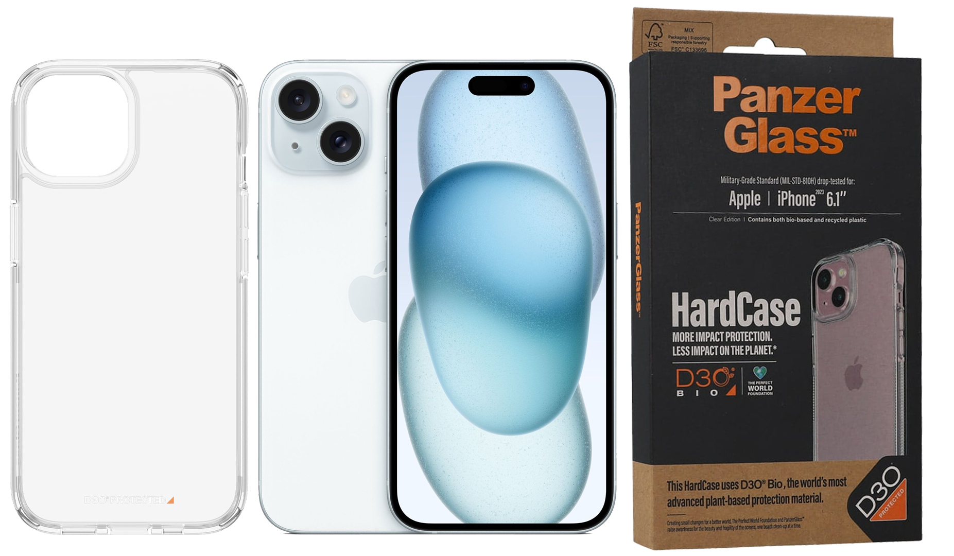 PanzerGlass Antibakteriálne puzdro HardCase pre iPhone 15 14 13, bezfarebné