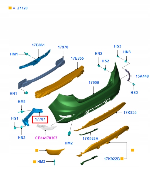 SLIZG ZDERZAKA TYL LEWY FORD FIESTA Mk7 2008 2019