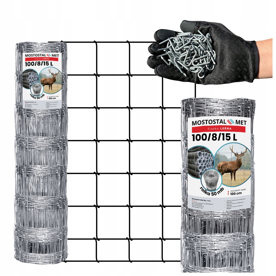 Siatka Leśna ogrodzeniowa wys 100/8/15 L 50m metrowa na ogródek Psa