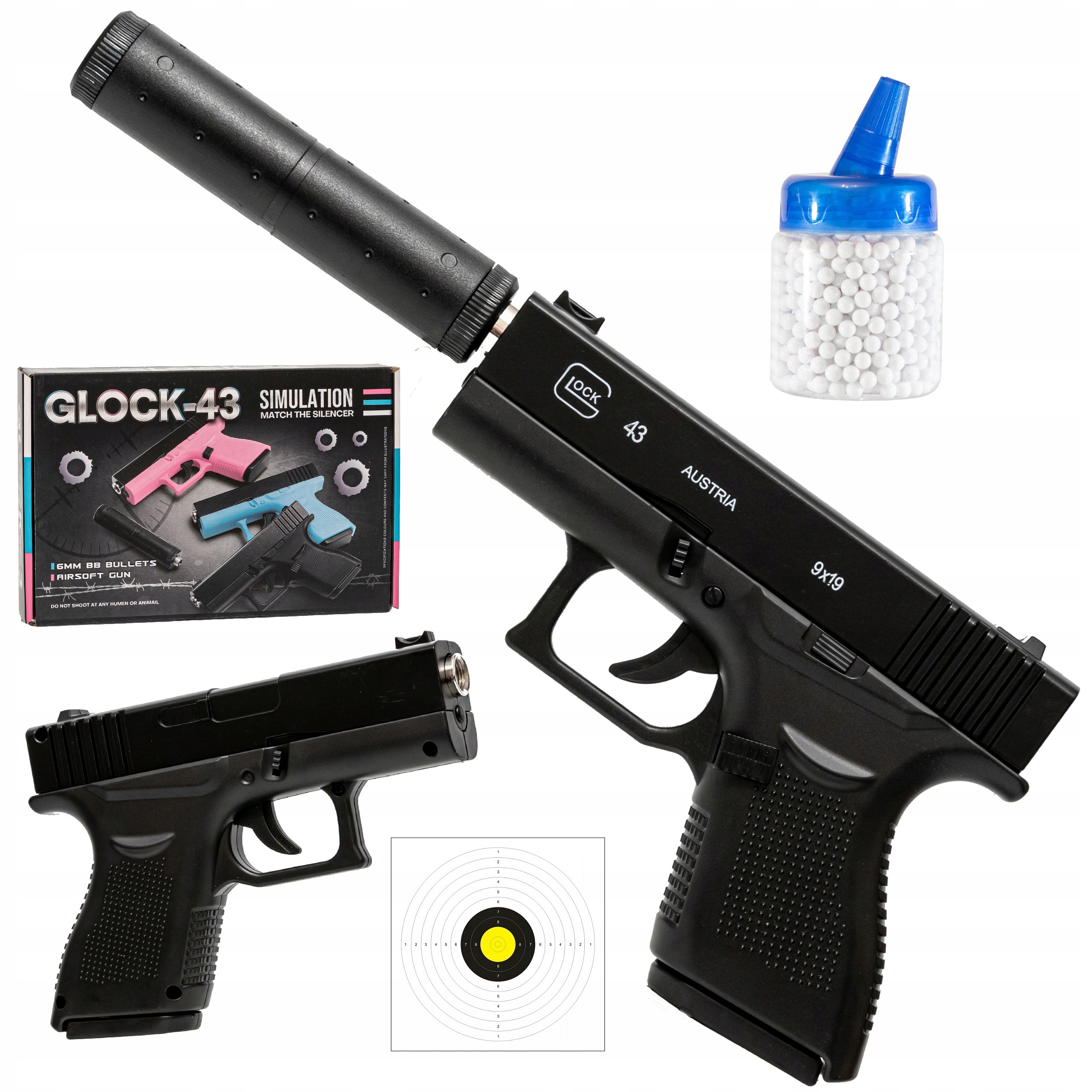 

Pistolet Na Kulki Metalowy Glock 43 1000 Kulek
