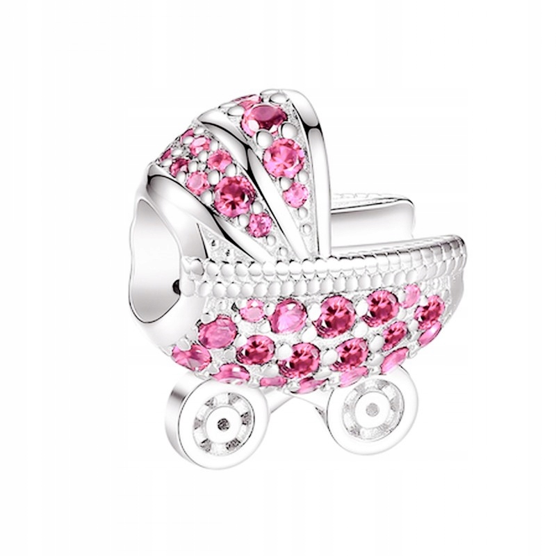 

Charms do bransoletek różowy wózek dla mamy s925