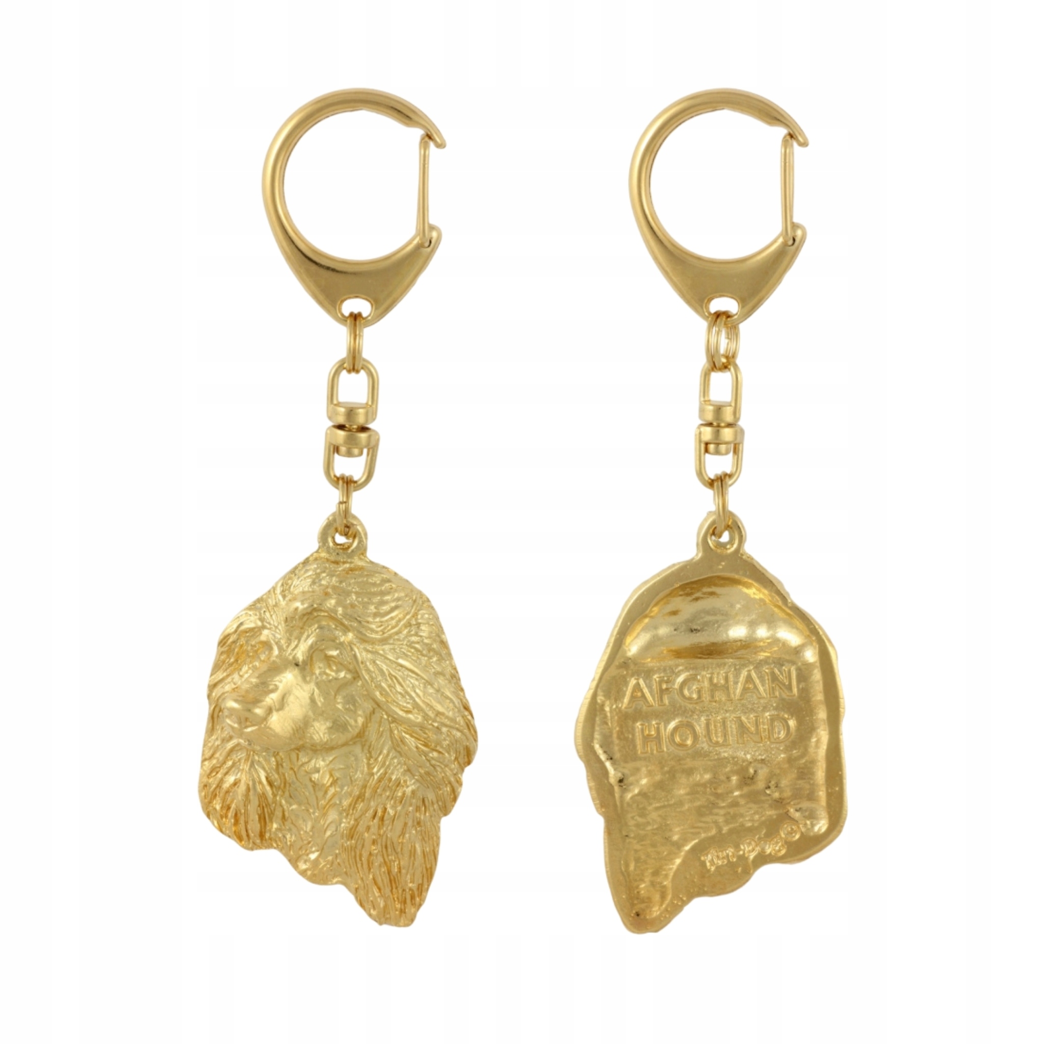 Afghánský chrt I – pozlacený přívěsek na klíče na klíče se psem v dárkové krabičce,