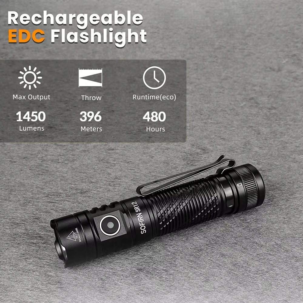 Latarka Sofirn SR12 SFT25 Led 1450lm Edc 18650 Usb C Akumulator 6000K IP68