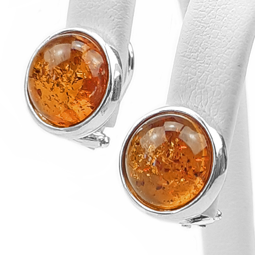Klipsy Kuličky s přírodním Jantarem stříbro 925 dárek pro Ženu Maminky Babičky
