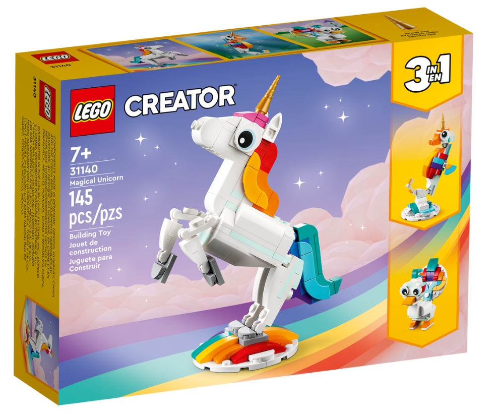 LEGO Creator 31140 Magiczny Jednorożec 3w1 Konik Morski Kaczka 7+