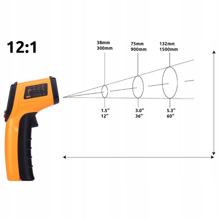 PIROMETR BEZDOTYKOWY TERMOMETR LASEROWY -50 do 380 Marka MAT-Company