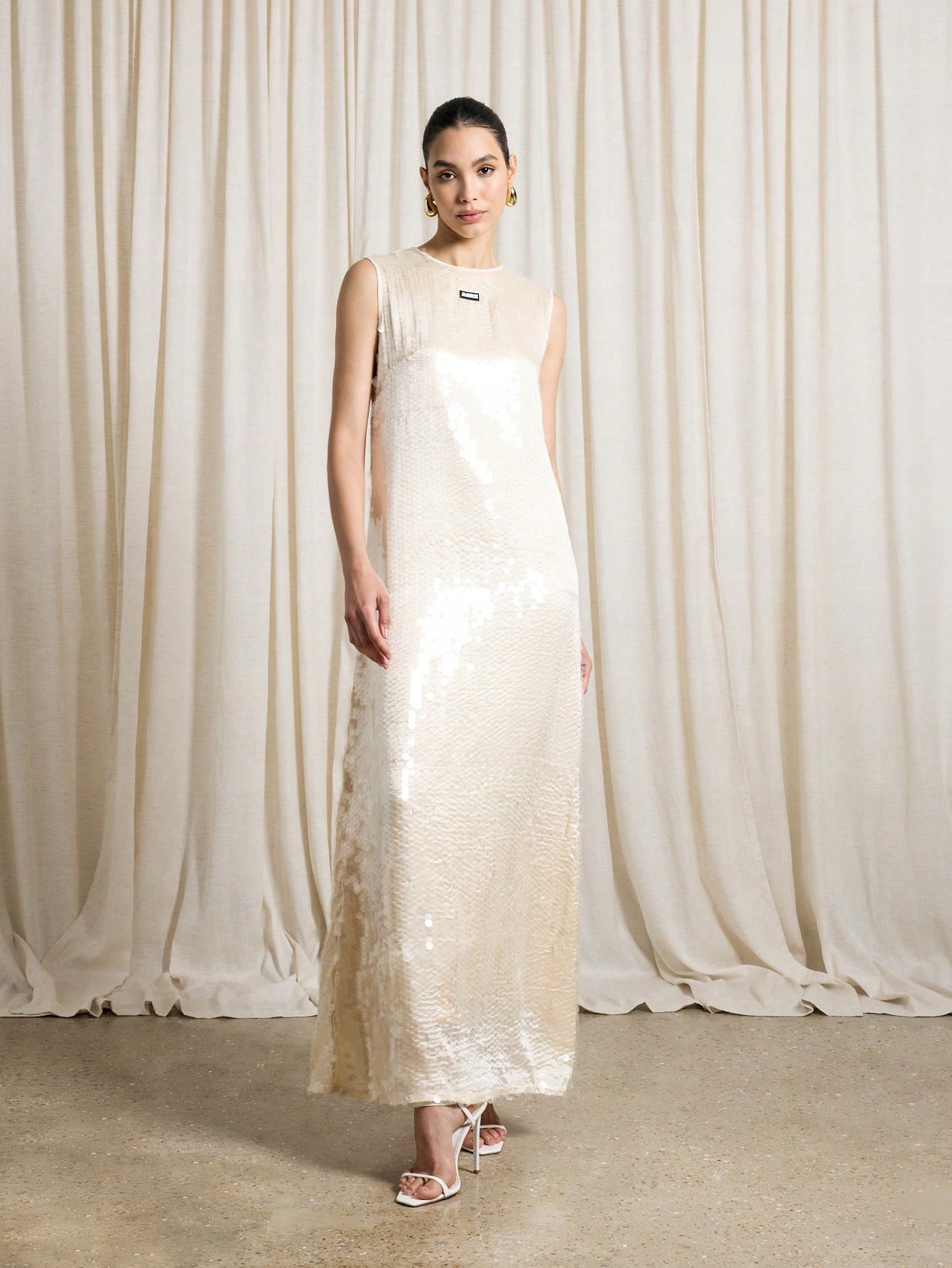 Šaty Večerní Saténová Sukně Glamour Béžová Aiirz M 38