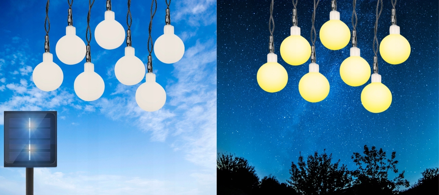 GIRLANDA SOLARNA OGRODOWA LAMPKI SOLARNE 50 ŻARÓWEK LED NA BALKON 7 metrów Informacje o bezpieczeństwie CE